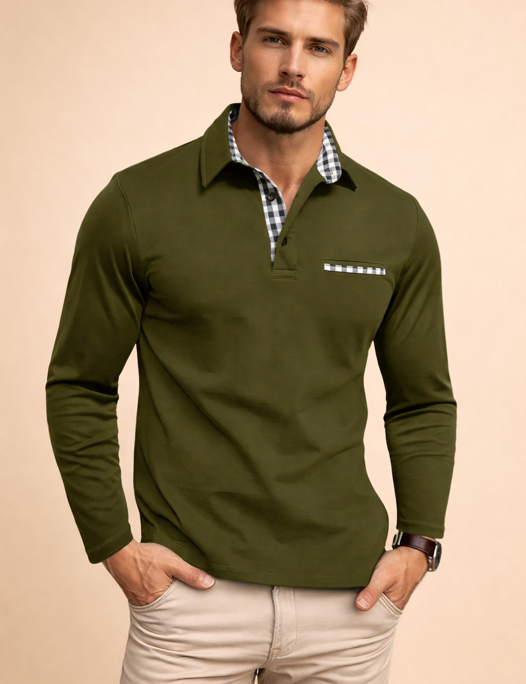 Luca Moreau | Long Sleeve Polo Shirt For Men