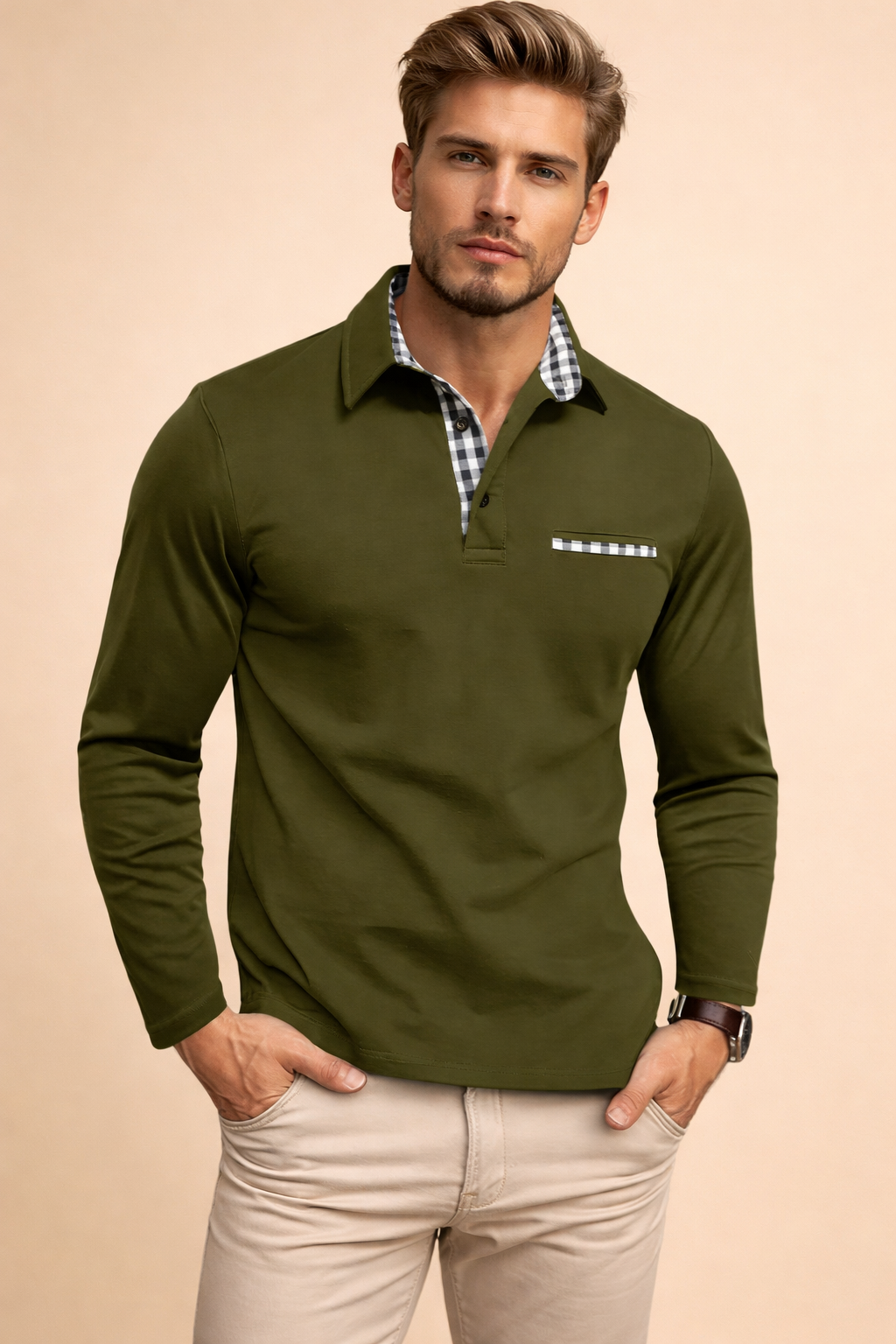 Luca Moreau | Long Sleeve Polo Shirt For Men