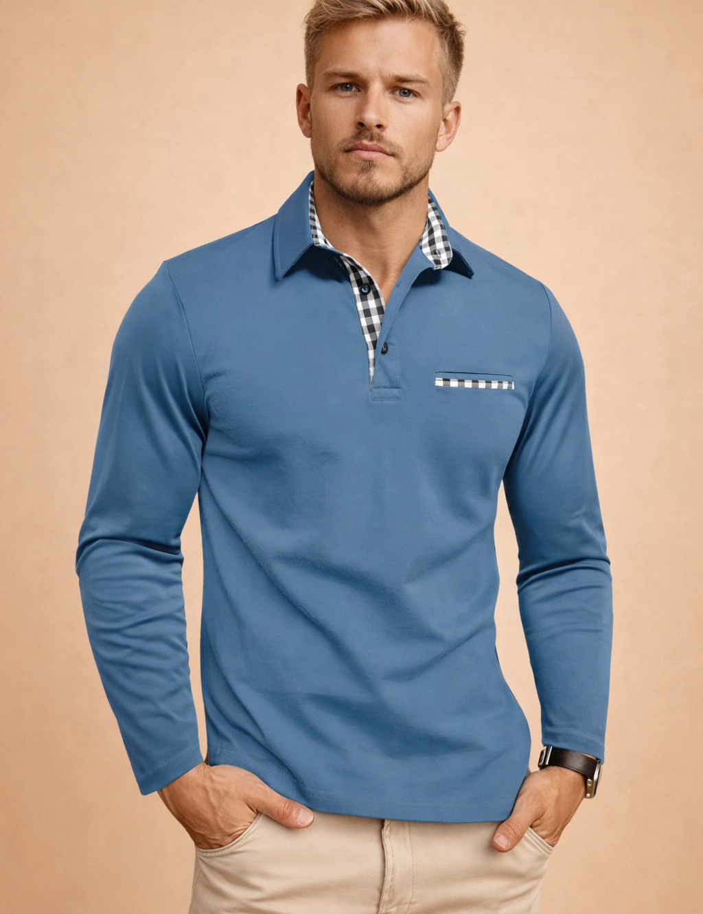 Luca Moreau | Long Sleeve Polo Shirt For Men