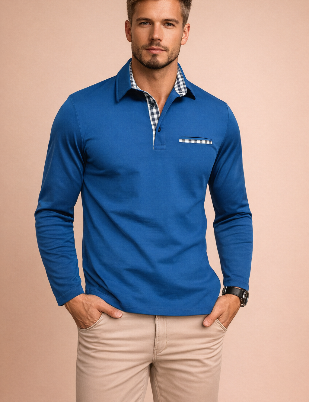 Luca Moreau | Long Sleeve Polo Shirt For Men