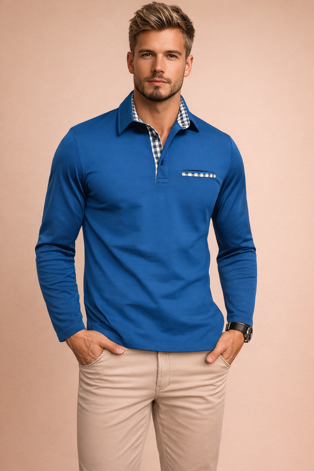 Luca Moreau | Long Sleeve Polo Shirt For Men