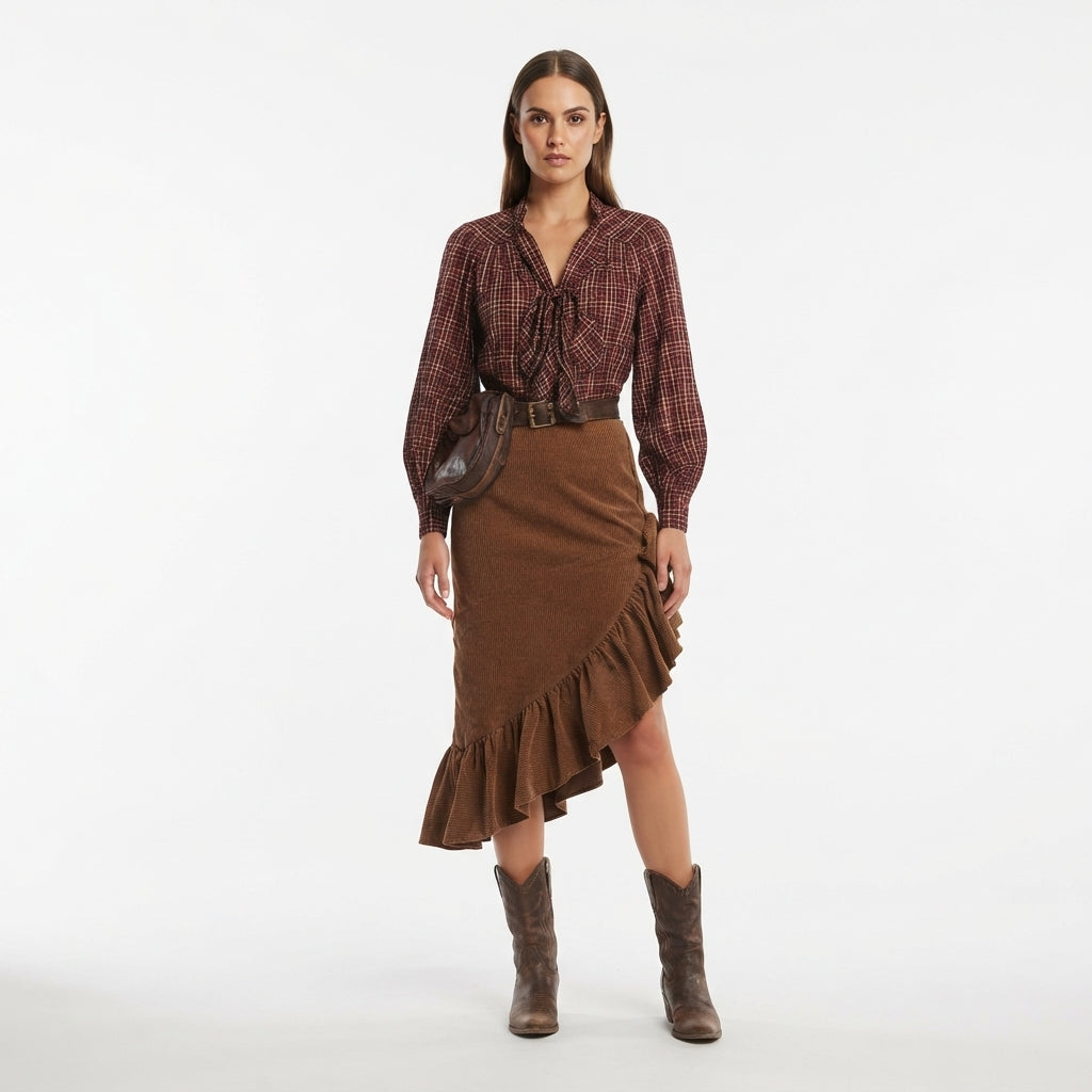 Rhiannon Blackwood | Corduroy Skirt With Ruffled Hem
