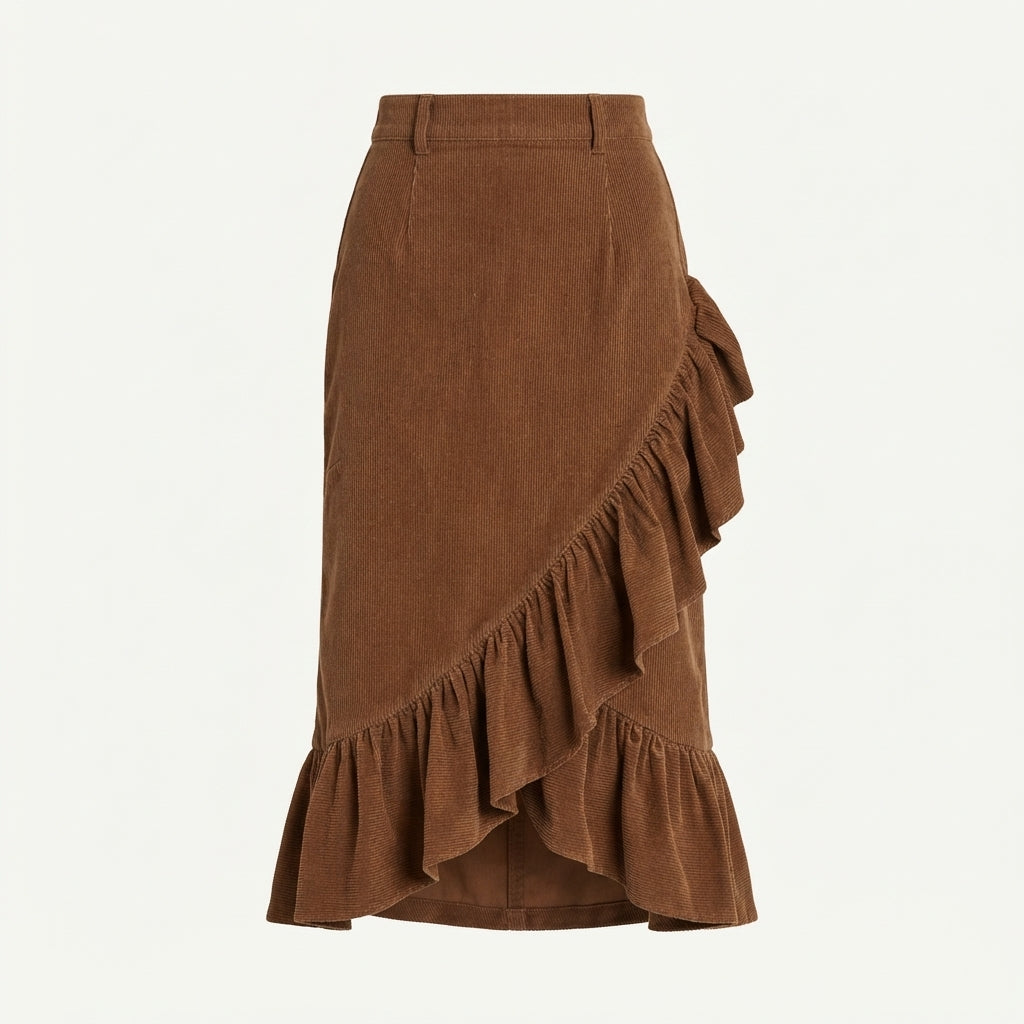 Rhiannon Blackwood | Corduroy Skirt With Ruffled Hem