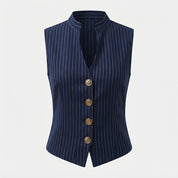 Rosalie Kendrick | Striped Henley Tank With Vintage Buttons For Women