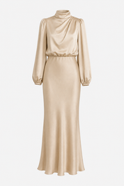 Ruby Anderson | Satin High-Neck Midi Dress For Women