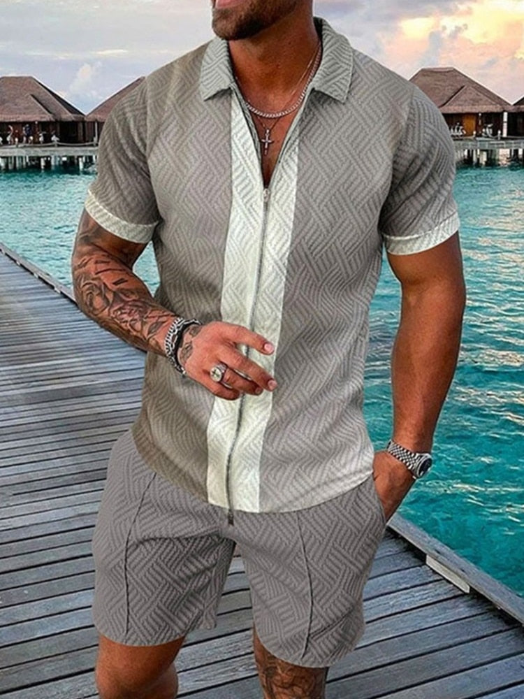 Lachlan Ferguson | Textured Polo & Shorts Set For Men