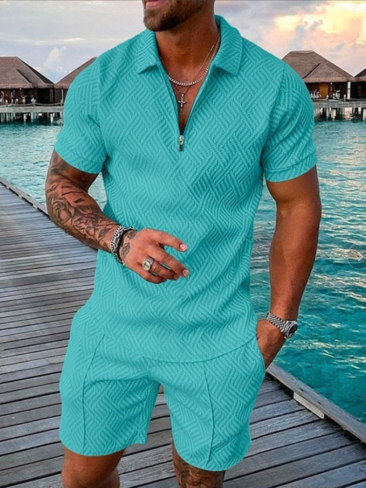 Lachlan Ferguson | Textured Polo & Shorts Set For Men