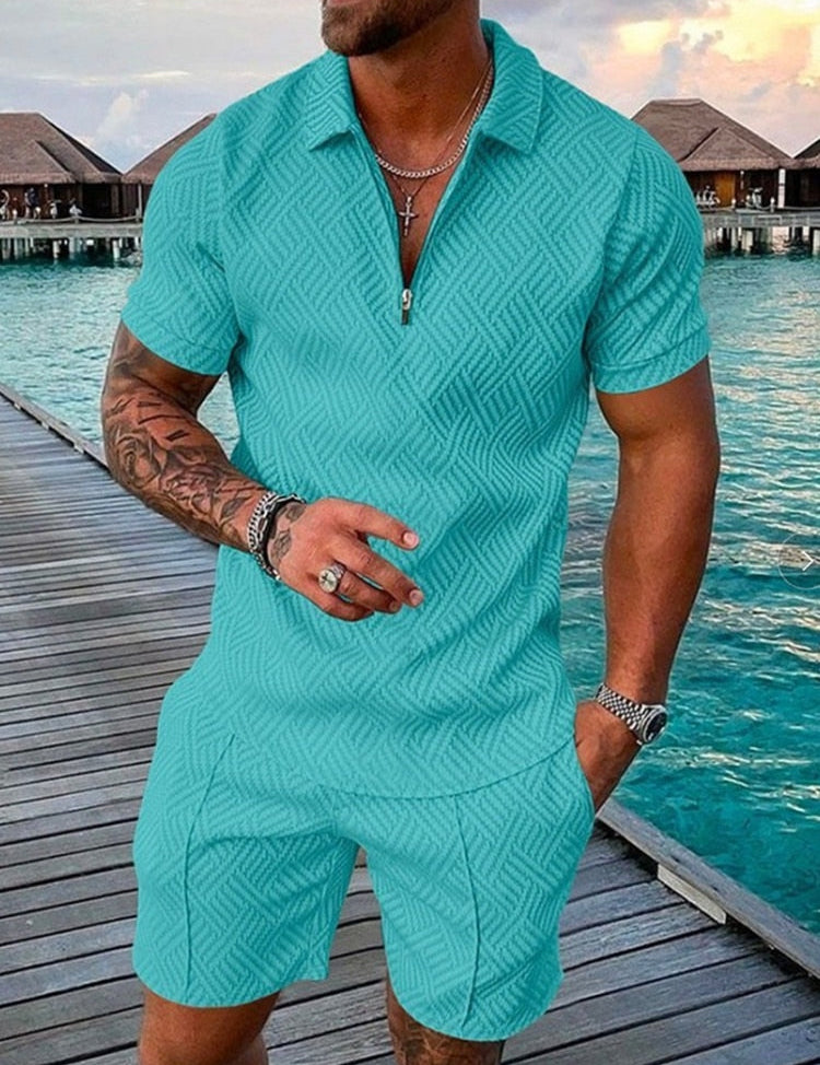 Lachlan Ferguson | Textured Polo & Shorts Set For Men