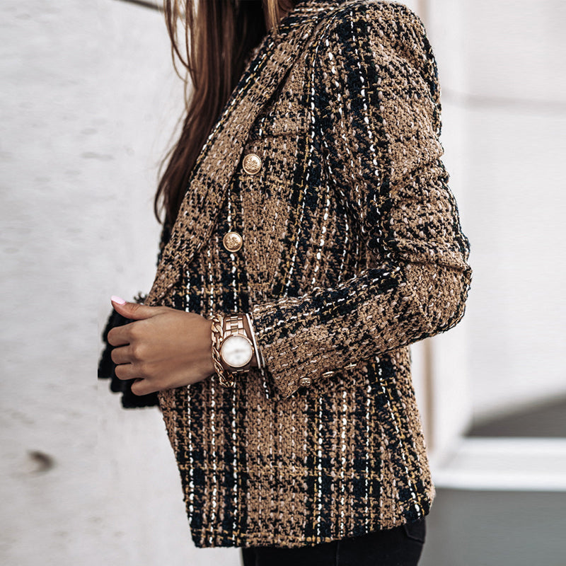 Camille Dubois | Tweed Check Blazer Jacket For Women
