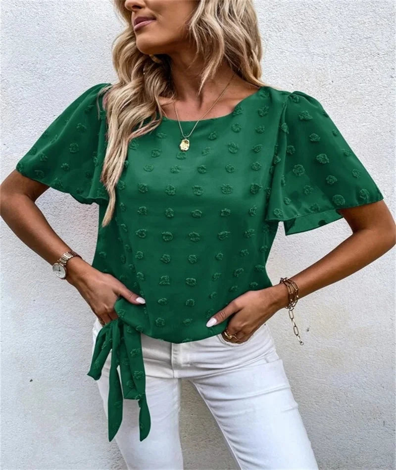 Elise Osmond | Chiffon Blouse With 3D Floral Detail For Women