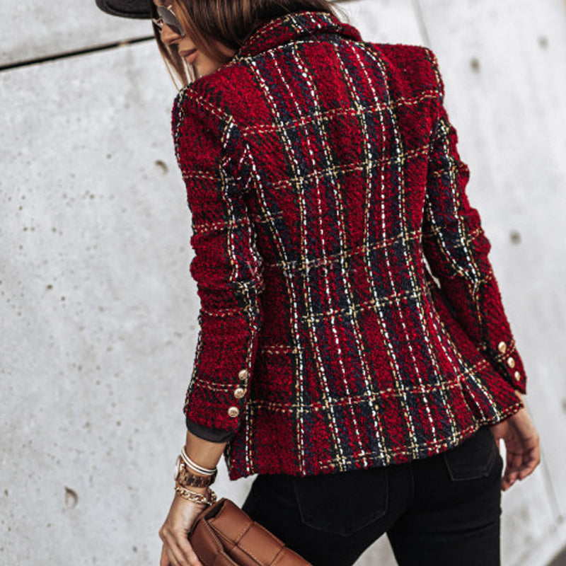 Camille Dubois | Tweed Check Blazer Jacket For Women