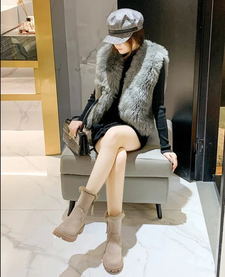 Elena Moretti | Fur Trim Winter Boots For Women
