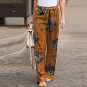Matilda Ashworth | Floral Linen Wide-Leg Pants For Women