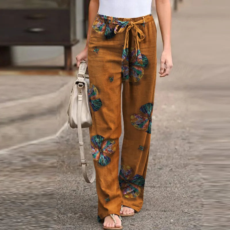 Matilda Ashworth | Floral Linen Wide-Leg Pants For Women
