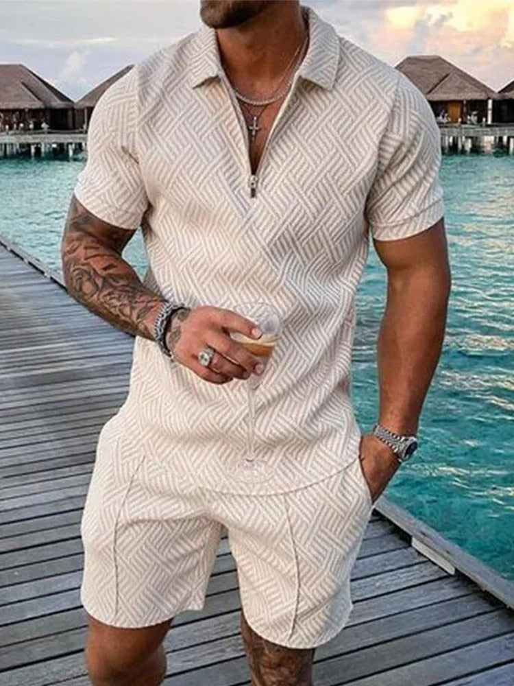 Lachlan Ferguson | Textured Polo & Shorts Set For Men