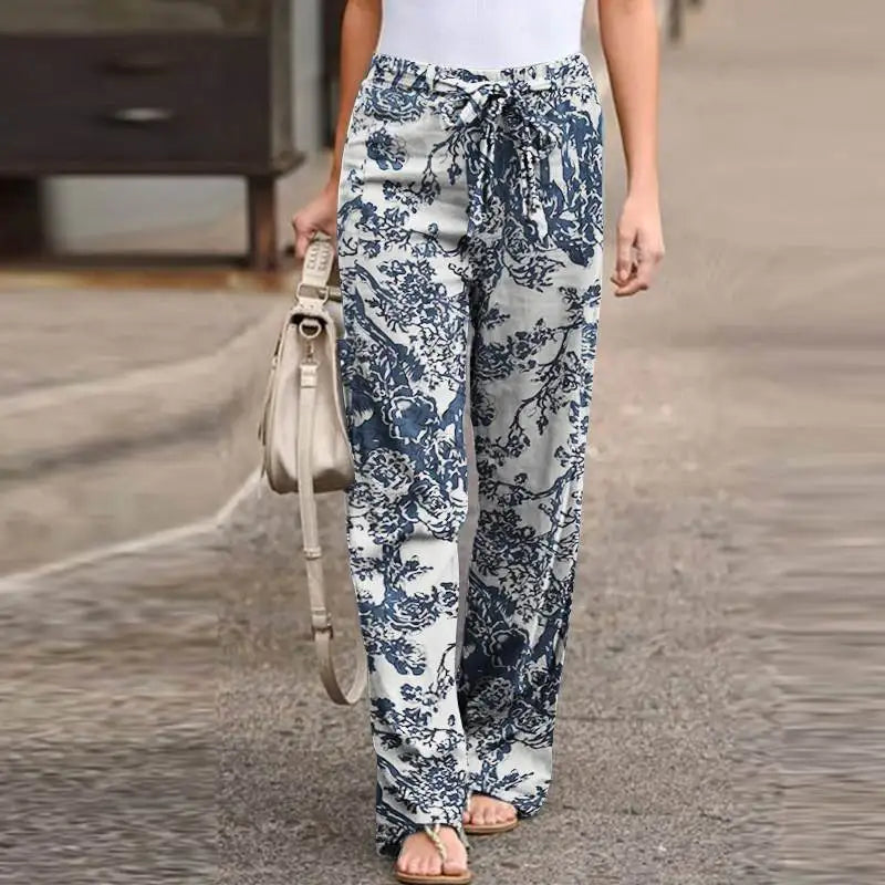 Matilda Ashworth | Floral Linen Wide-Leg Pants For Women