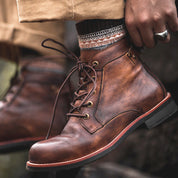 Leonardo Moretti | Vintage Leather Lace-Up Boots For Men