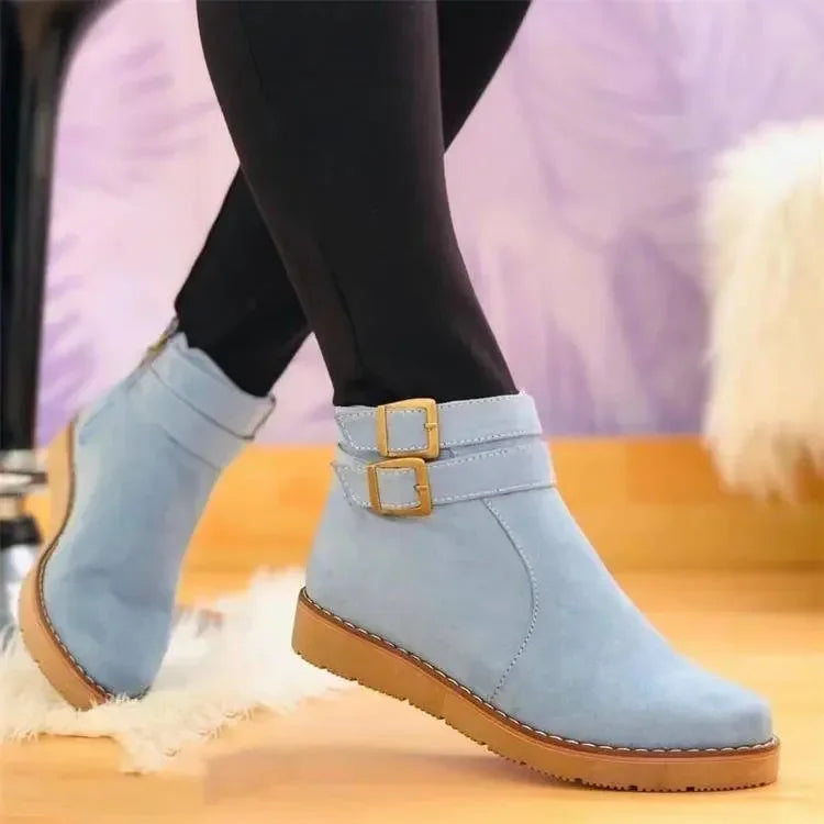 Sienna Bellucci | Orthopedic Suede Buckle Boots For Women