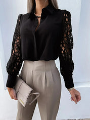 Beatrice Langton | Sculptural Lace-Sleeve Blouse For Women