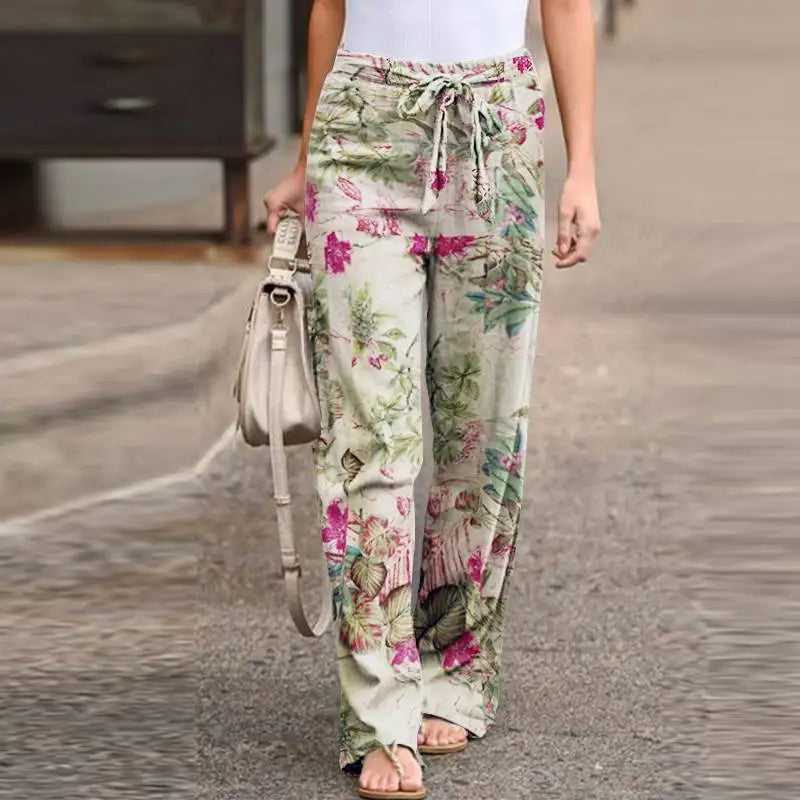 Matilda Ashworth | Floral Linen Wide-Leg Pants For Women