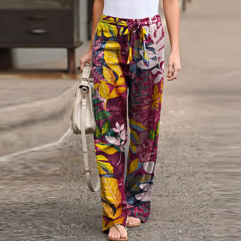 Matilda Ashworth | Floral Linen Wide-Leg Pants For Women