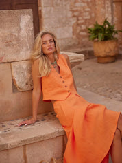 Charlotte Fairbank | Linen Vest & Maxi Skirt Set For Women