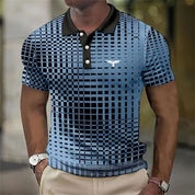 Miles Donovan | Stretch Geometric Print Polo Shirt For Men