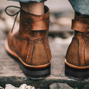 Leonardo Moretti | Vintage Leather Lace-Up Boots For Men