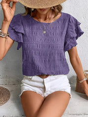 Imogen Fletcher | Ruffle-Sleeve Blouse With Pleated Detail For Women