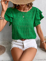 Imogen Fletcher | Ruffle-Sleeve Blouse With Pleated Detail For Women