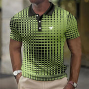 Miles Donovan | Stretch Geometric Print Polo Shirt For Men