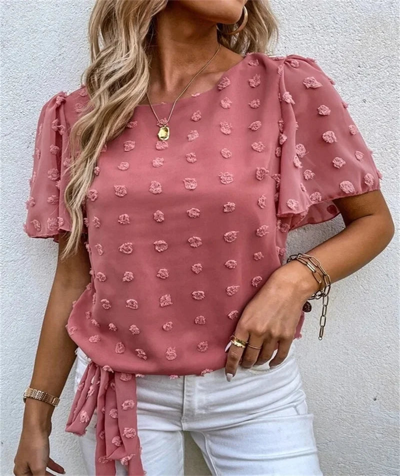 Elise Osmond | Chiffon Blouse With 3D Floral Detail For Women