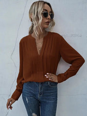 Isobel Radley | Pleated V-Neck Blouse For Women