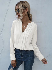Isobel Radley | Pleated V-Neck Blouse For Women