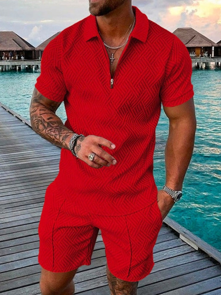 Lachlan Ferguson | Textured Polo & Shorts Set For Men