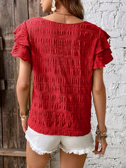 Imogen Fletcher | Ruffle-Sleeve Blouse With Pleated Detail For Women