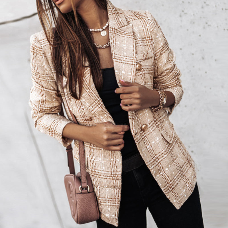 Camille Dubois | Tweed Check Blazer Jacket For Women