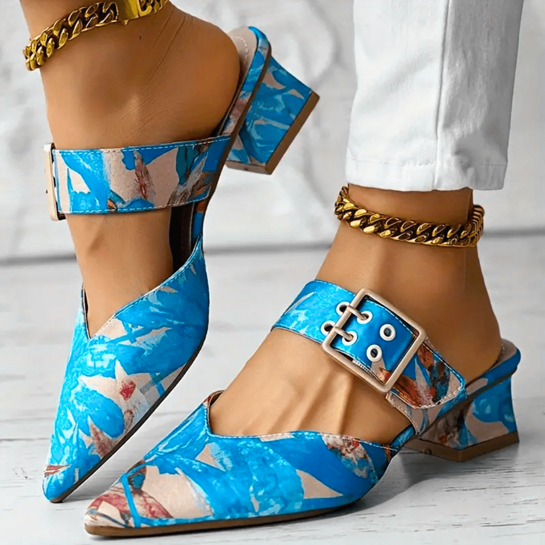 Virelle Edge | Artistic Buckle Heel Mules