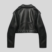 Alessia Romano | Cropped Moto Leather Jacket For Women