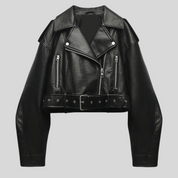 Alessia Romano | Cropped Moto Leather Jacket For Women