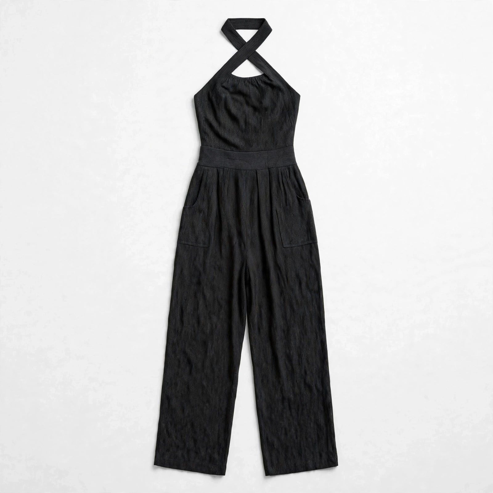 Cecilia Kelcombe | Charcoal Cross Halter Wide-Leg Jumpsuit For Women