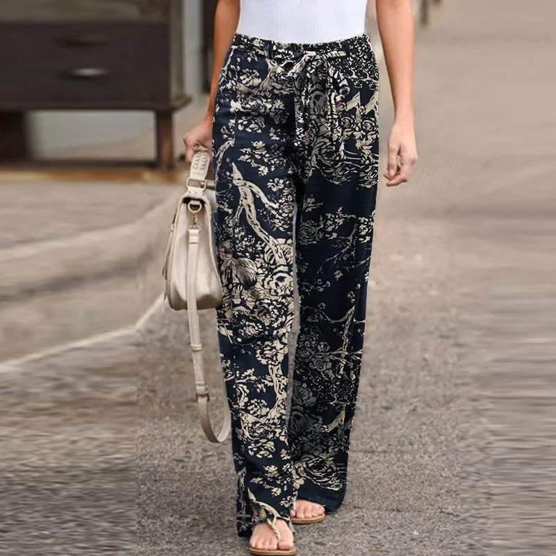 Matilda Ashworth | Floral Linen Wide-Leg Pants For Women