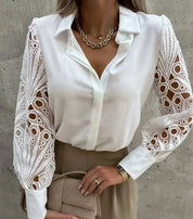 Beatrice Langton | Sculptural Lace-Sleeve Blouse For Women