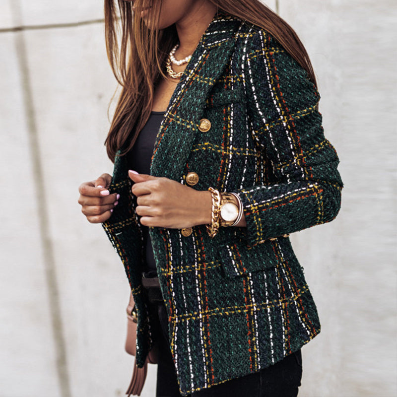 Camille Dubois | Tweed Check Blazer Jacket For Women