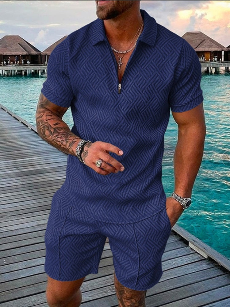 Lachlan Ferguson | Textured Polo & Shorts Set For Men