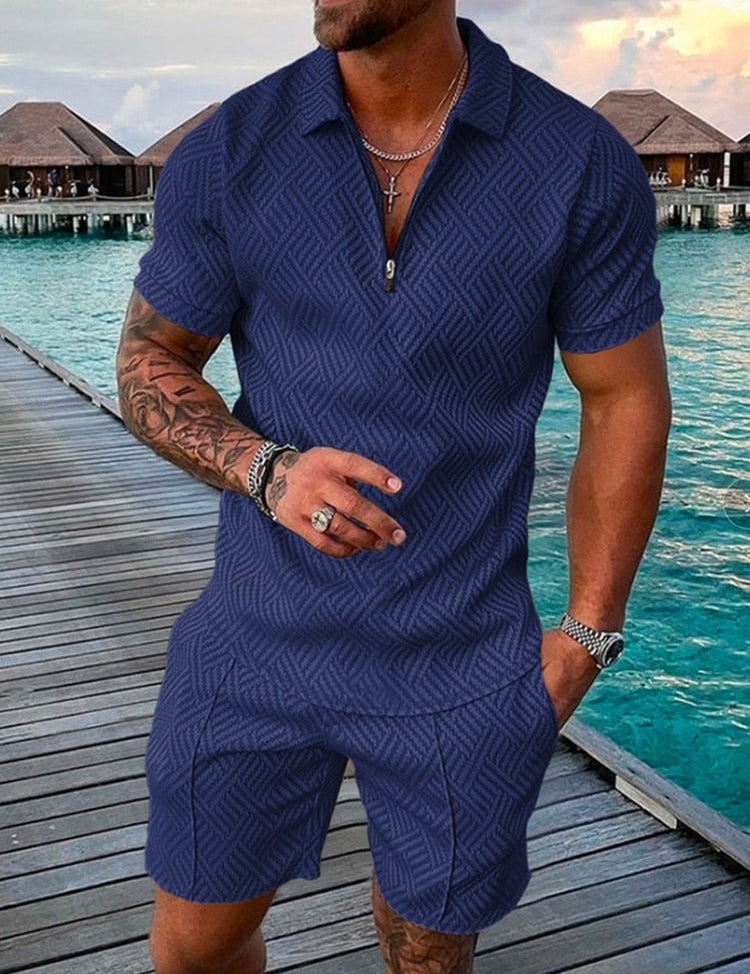 Lachlan Ferguson | Textured Polo & Shorts Set For Men
