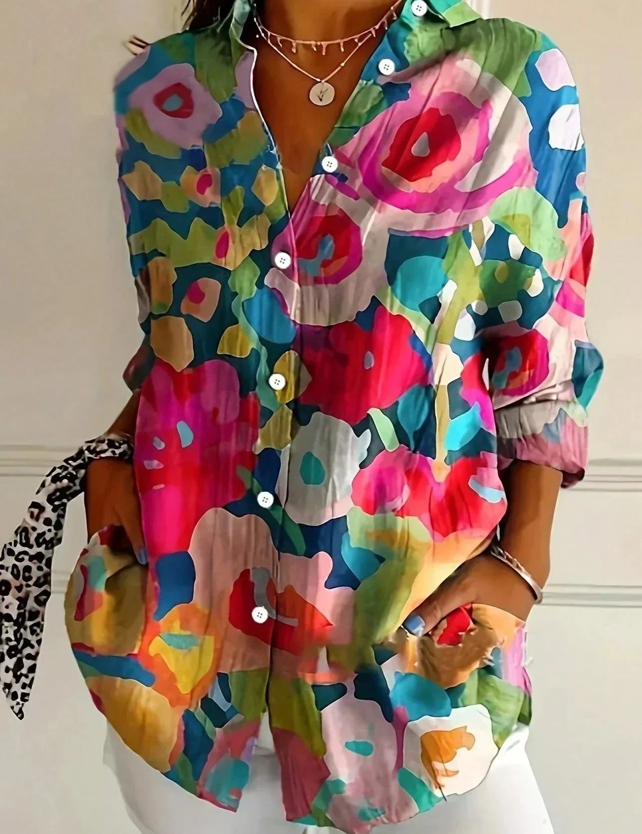 Charlotte King | Vibrant Floral Print Cotton Blouse For Women