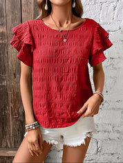 Imogen Fletcher | Ruffle-Sleeve Blouse With Pleated Detail For Women