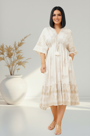 Arielle Kensington | Bohemian Midi Dress With Luxe Tassel Tie Detail For Women