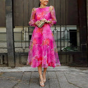 Millie Foster | Floral Print Wedding Guest Midi Dress For Women